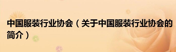 中國服裝行業(yè)協(xié)會(huì)（關(guān)于中國服裝行業(yè)協(xié)會(huì)的簡介）