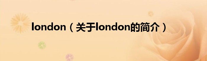 london（關(guān)于london的簡介）