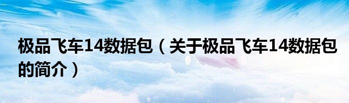 極品飛車14數(shù)據(jù)包（關(guān)于極品飛車14數(shù)據(jù)包的簡(jiǎn)介）