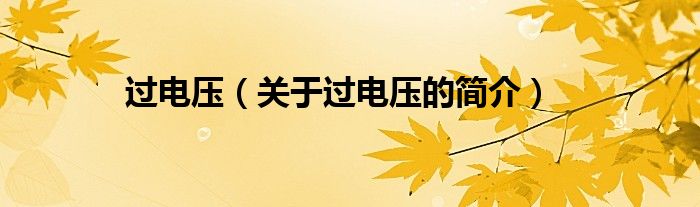 過(guò)電壓（關(guān)于過(guò)電壓的簡(jiǎn)介）