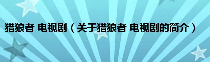 獵狼者 電視?。P于獵狼者 電視劇的簡介）