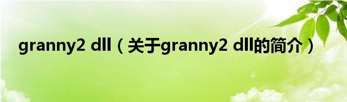 granny2 dll（關(guān)于granny2 dll的簡介）