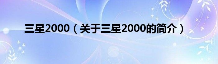 三星2000（關于三星2000的簡介）