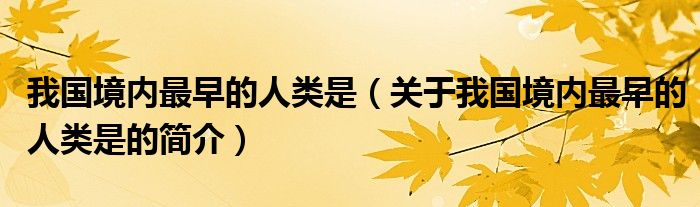 我國境內(nèi)最早的人類是（關(guān)于我國境內(nèi)最早的人類是的簡介）