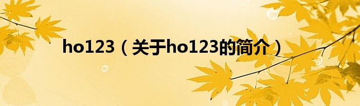 ho123（關(guān)于ho123的簡(jiǎn)介）