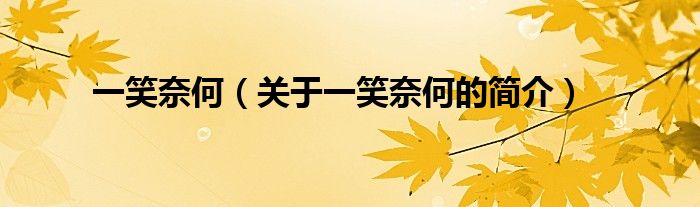 一笑奈何（關(guān)于一笑奈何的簡(jiǎn)介）