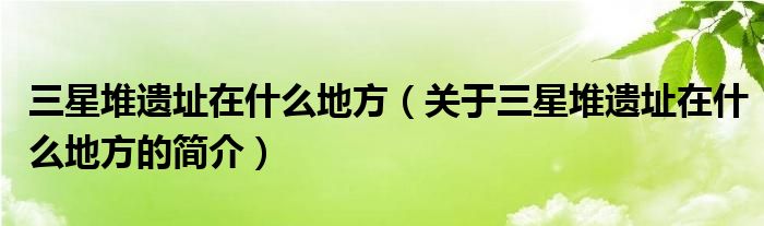 三星堆遺址在什么地方（關(guān)于三星堆遺址在什么地方的簡介）