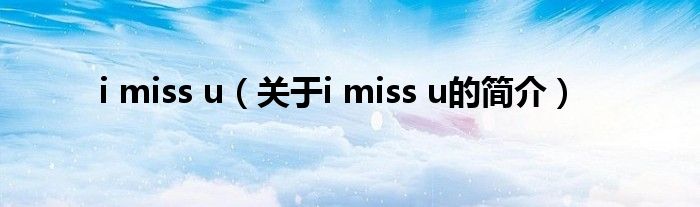 i miss u（關于i miss u的簡介）