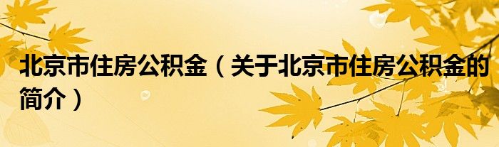 北京市住房公積金（關(guān)于北京市住房公積金的簡(jiǎn)介）