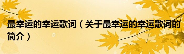 最幸運(yùn)的幸運(yùn)歌詞（關(guān)于最幸運(yùn)的幸運(yùn)歌詞的簡介）