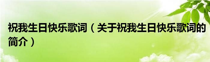 祝我生日快樂歌詞（關于祝我生日快樂歌詞的簡介）