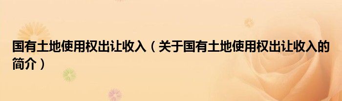 國(guó)有土地使用權(quán)出讓收入（關(guān)于國(guó)有土地使用權(quán)出讓收入的簡(jiǎn)介）