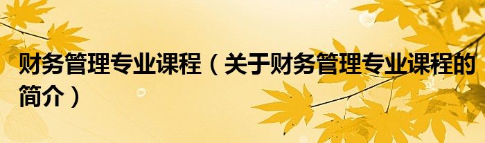 財(cái)務(wù)管理專業(yè)課程（關(guān)于財(cái)務(wù)管理專業(yè)課程的簡(jiǎn)介）