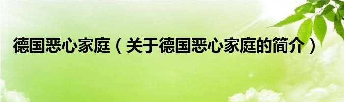 德國(guó)惡心家庭（關(guān)于德國(guó)惡心家庭的簡(jiǎn)介）