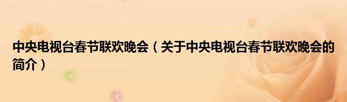 中央電視臺春節(jié)聯(lián)歡晚會（關于中央電視臺春節(jié)聯(lián)歡晚會的簡介）