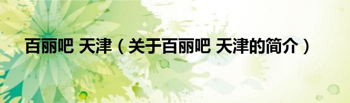 百麗吧 天津（關(guān)于百麗吧 天津的簡(jiǎn)介）