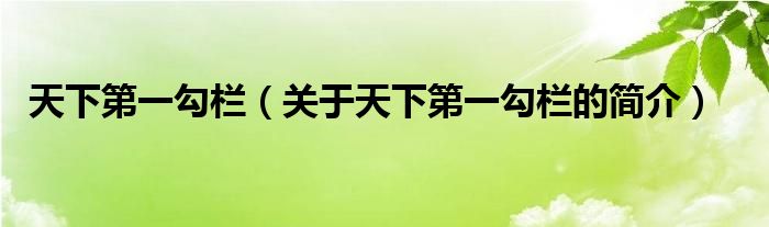 天下第一勾欄（關(guān)于天下第一勾欄的簡(jiǎn)介）