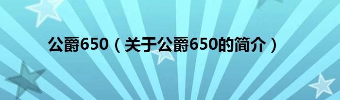 公爵650（關(guān)于公爵650的簡介）