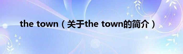 the town（關(guān)于the town的簡(jiǎn)介）