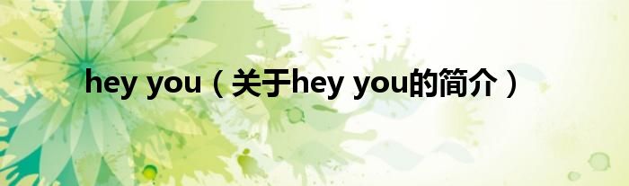 hey you（關于hey you的簡介）