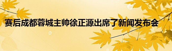 賽后成都蓉城主帥徐正源出席了新聞發(fā)布會(huì)