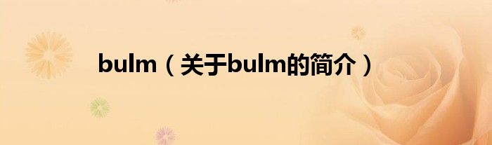 bulm（關(guān)于bulm的簡(jiǎn)介）