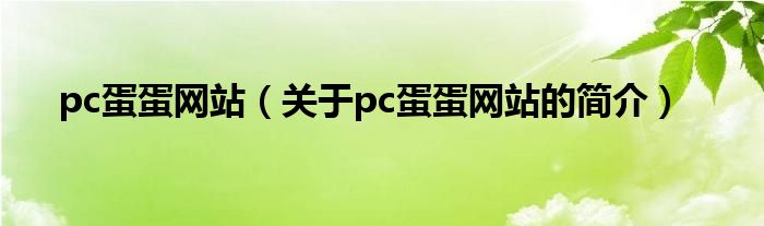 pc蛋蛋網(wǎng)站（關(guān)于pc蛋蛋網(wǎng)站的簡(jiǎn)介）