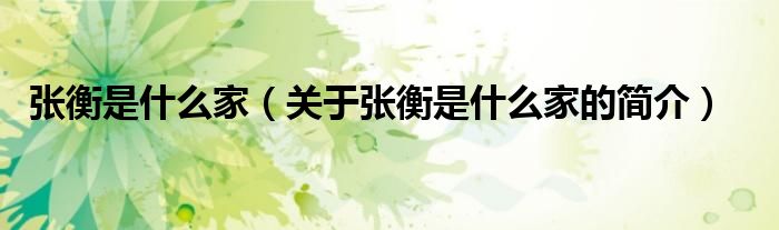 張衡是什么家（關(guān)于張衡是什么家的簡(jiǎn)介）