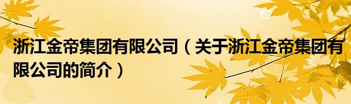 浙江金帝集團有限公司（關(guān)于浙江金帝集團有限公司的簡介）