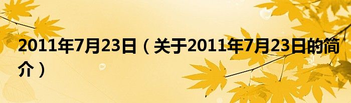 2011年7月23日（關(guān)于2011年7月23日的簡(jiǎn)介）