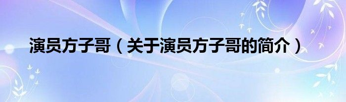 演員方子哥（關于演員方子哥的簡介）