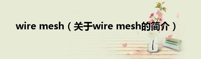 wire mesh（關于wire mesh的簡介）