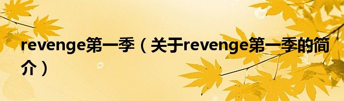 revenge第一季（關于revenge第一季的簡介）