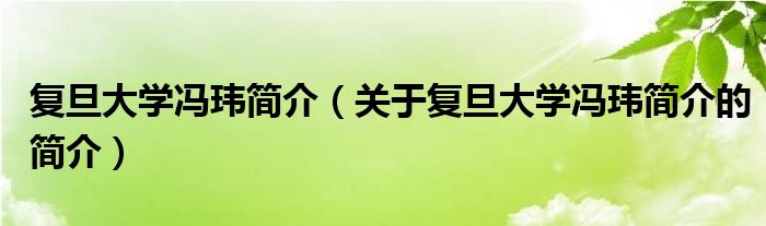 復旦大學馮瑋簡介（關(guān)于復旦大學馮瑋簡介的簡介）