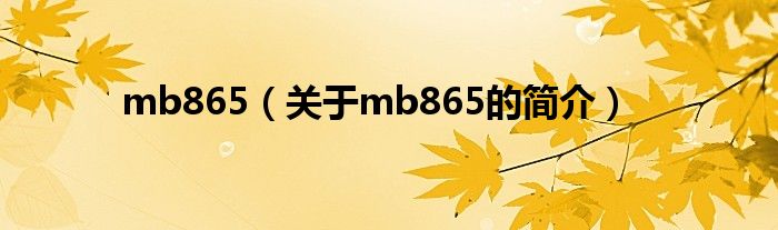 mb865（關(guān)于mb865的簡介）