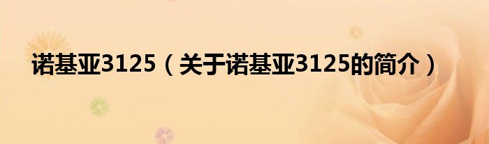 諾基亞3125（關于諾基亞3125的簡介）