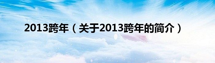 2013跨年（關(guān)于2013跨年的簡介）