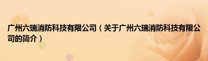 廣州六瑞消防科技有限公司（關于廣州六瑞消防科技有限公司的簡介）