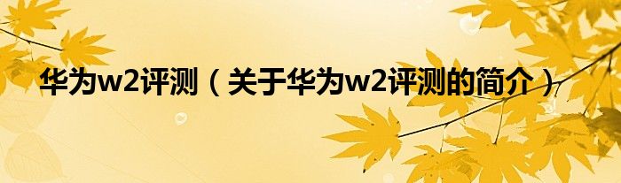 華為w2評測（關(guān)于華為w2評測的簡介）