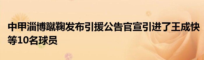 中甲淄博蹴鞠發(fā)布引援公告官宣引進了王成快等10名球員