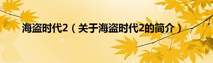 海盜時(shí)代2（關(guān)于海盜時(shí)代2的簡(jiǎn)介）