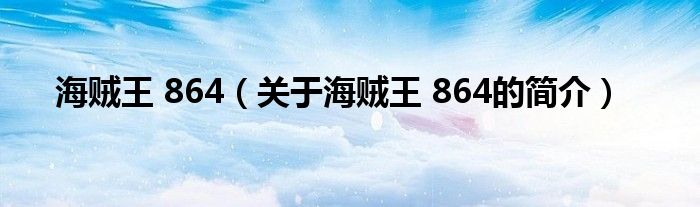 海賊王 864（關(guān)于海賊王 864的簡介）