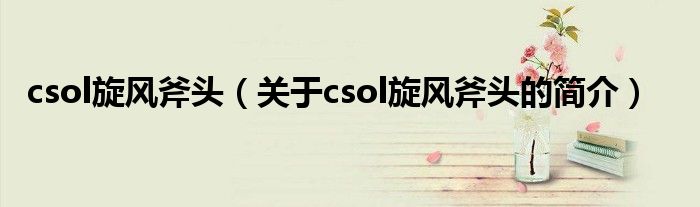 csol旋風(fēng)斧頭（關(guān)于csol旋風(fēng)斧頭的簡介）