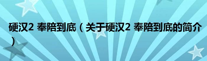 硬漢2 奉陪到底（關(guān)于硬漢2 奉陪到底的簡介）