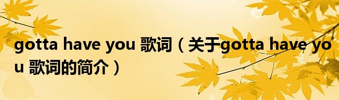 gotta have you 歌詞（關(guān)于gotta have you 歌詞的簡介）