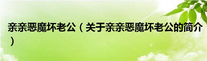 親親惡魔壞老公（關(guān)于親親惡魔壞老公的簡(jiǎn)介）