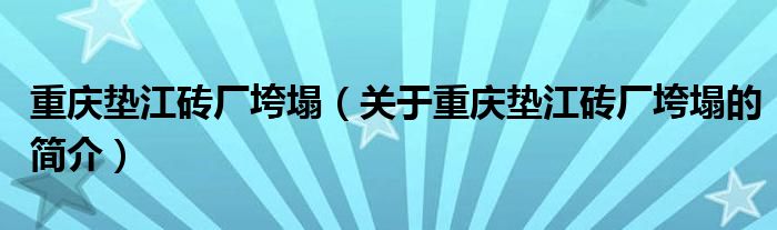 重慶墊江磚廠垮塌（關(guān)于重慶墊江磚廠垮塌的簡(jiǎn)介）