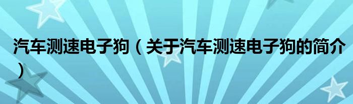 汽車(chē)測(cè)速電子狗（關(guān)于汽車(chē)測(cè)速電子狗的簡(jiǎn)介）