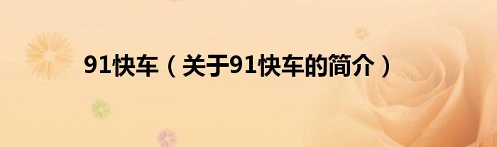 91快車（關(guān)于91快車的簡(jiǎn)介）