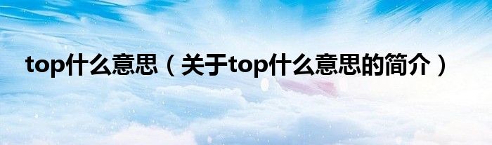 top什么意思（關于top什么意思的簡介）